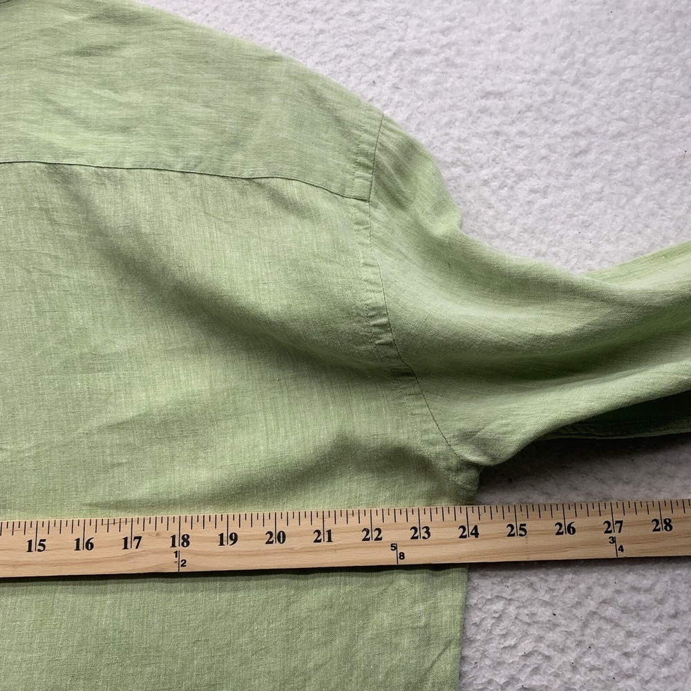VTG Peter Millar Button Up Shirt Mens Medium M Golf Green Linen Blend Cassique - Picture 10 of 13